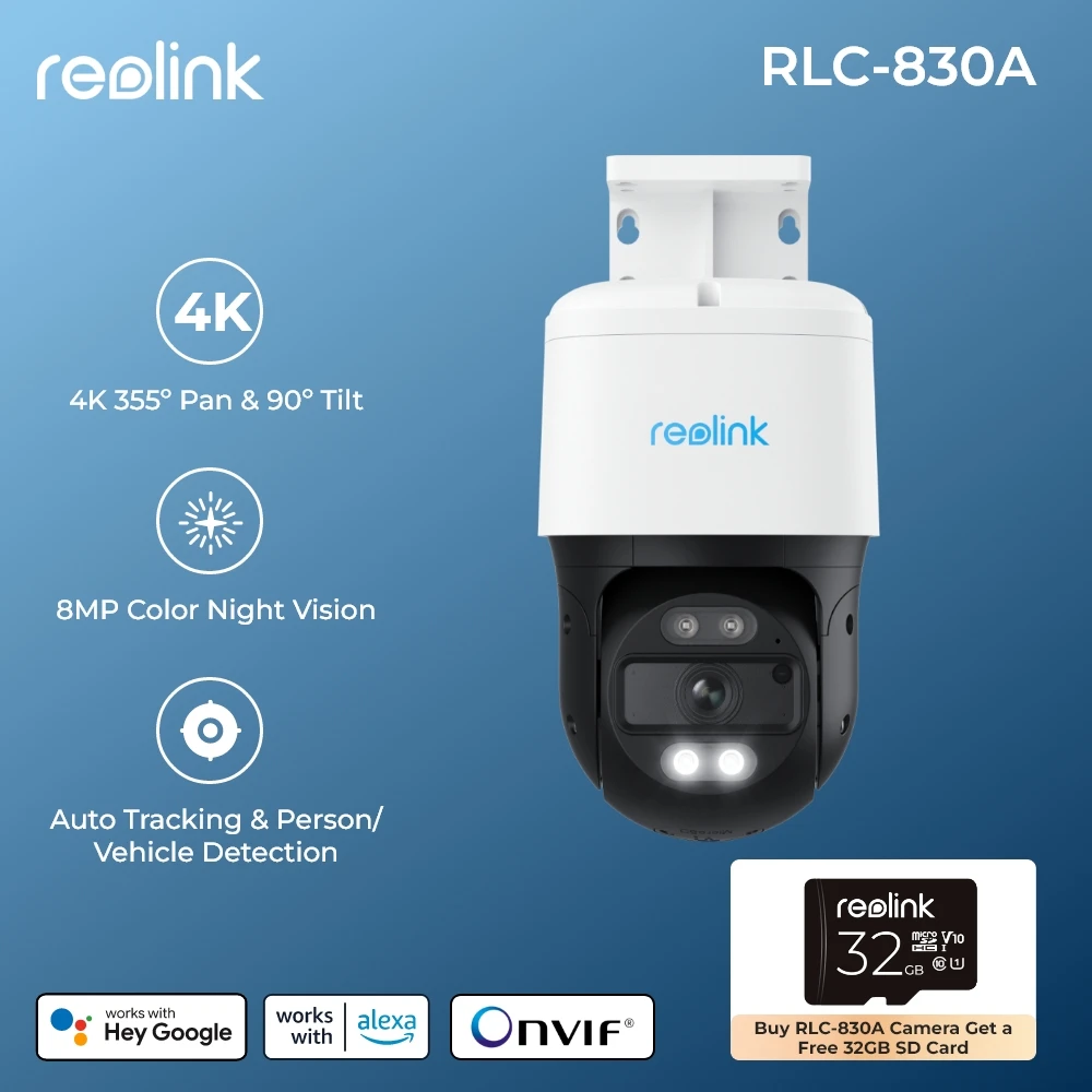 Reolink 4K PoE IP Camera 8MP all’aperto PTZ telecamera di sicurezza con Tracking automatico 355° Pan & 90° Smart Detection Camera di sorveglianza