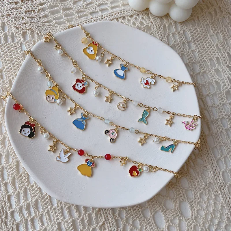 

Children Fairy tale Cinderella Alice In Wonderland Bracelet Mermaid Snow White Princess Charm Bracelets for Kids Girls Women