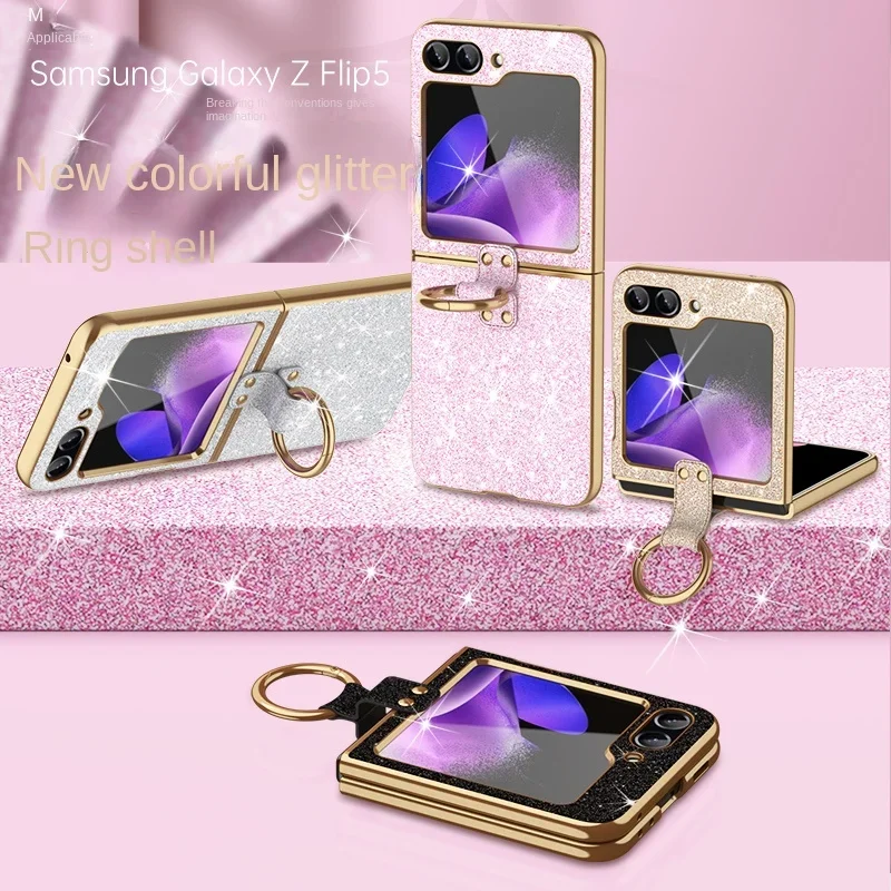 Luxury Plating Bling Glitter Ring Holder Phone Case - Premium Hard Plastic Cover