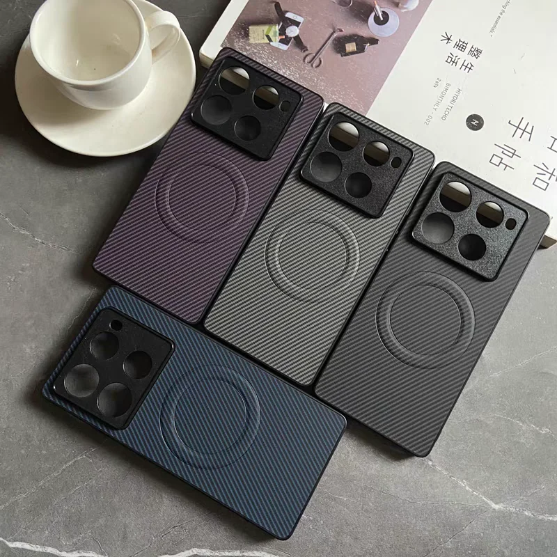 Carbon Fiber Leather Magnetic Wireless Charging Case