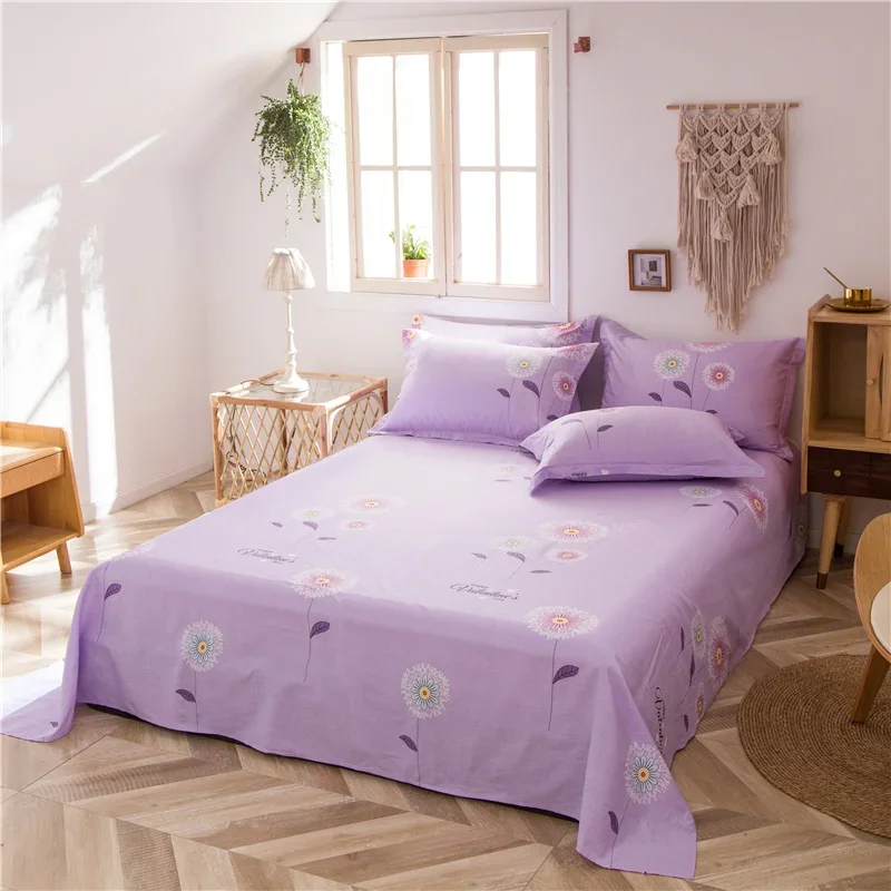 Purple Love Bed Sheet Set with 2 Pillowcases Simple Letter Design Soft Comfortable Bedding Set for Kids Adults Room Decoration 6