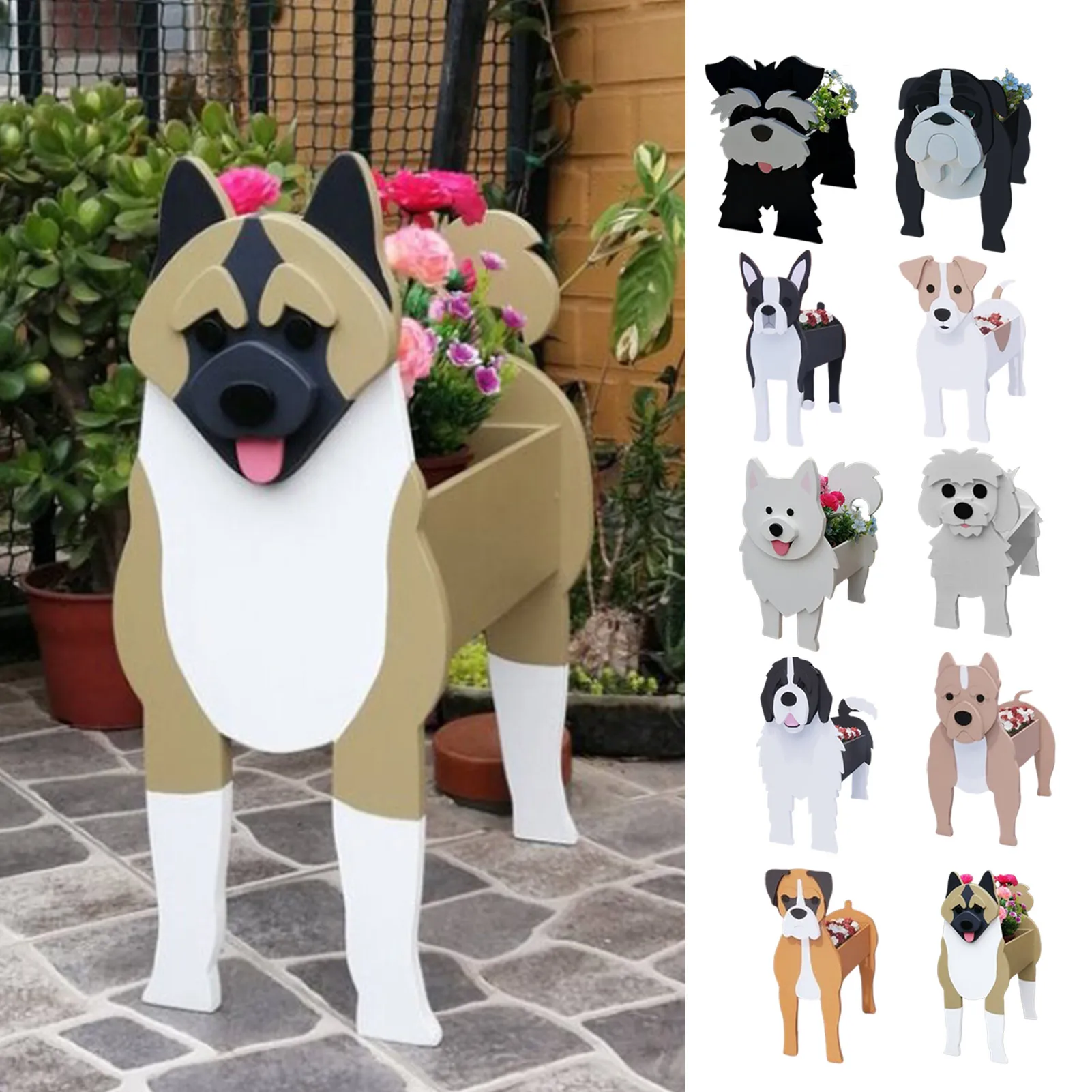 HGXLOWUA Vasi per Piante a Forma di Cane, fioriera a Forma di Animale, Vaso in Legno a Forma di Animale, per Piante aeree, Cactus e Fiori da Giardino