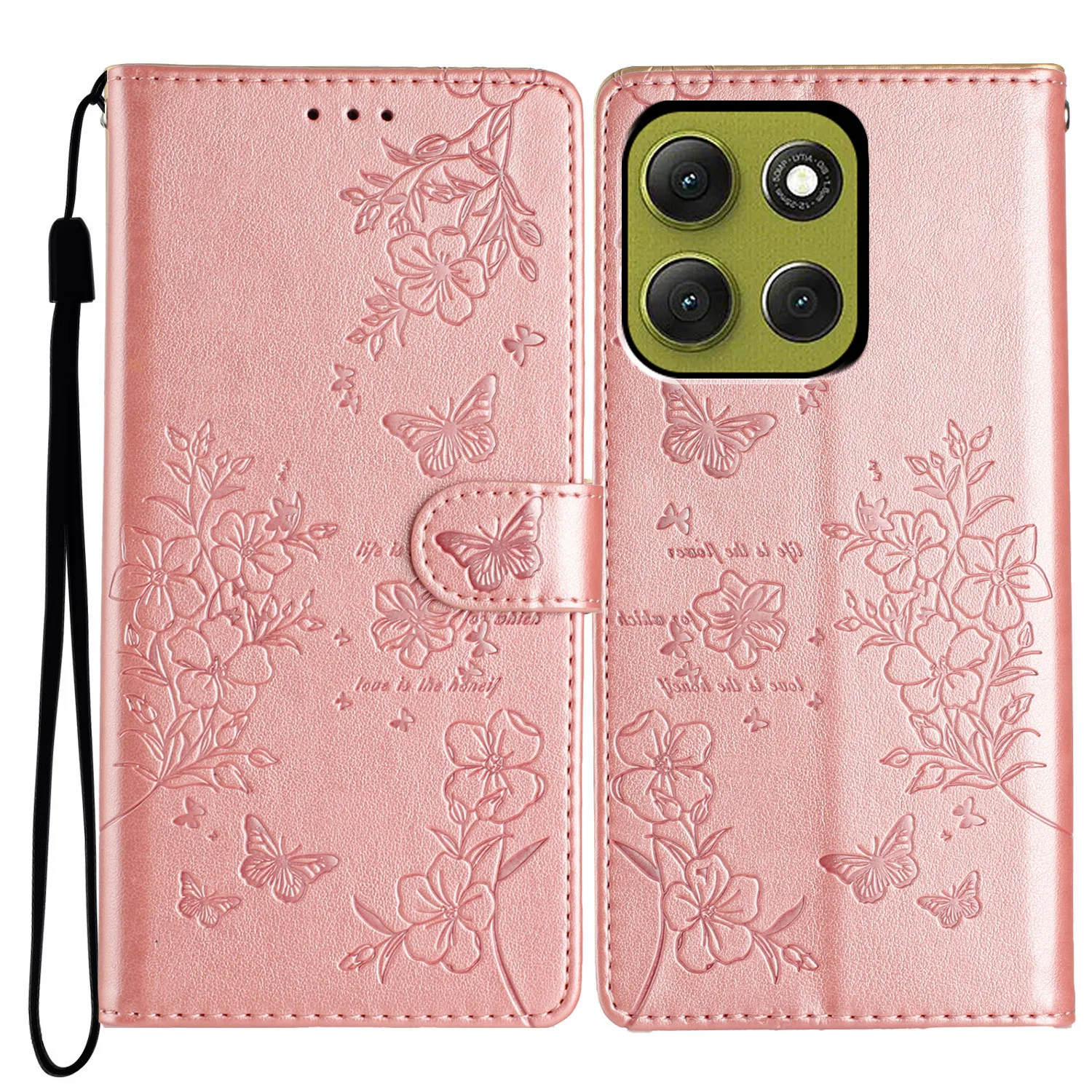 Floral Butterfly Leather Flip Wallet Case