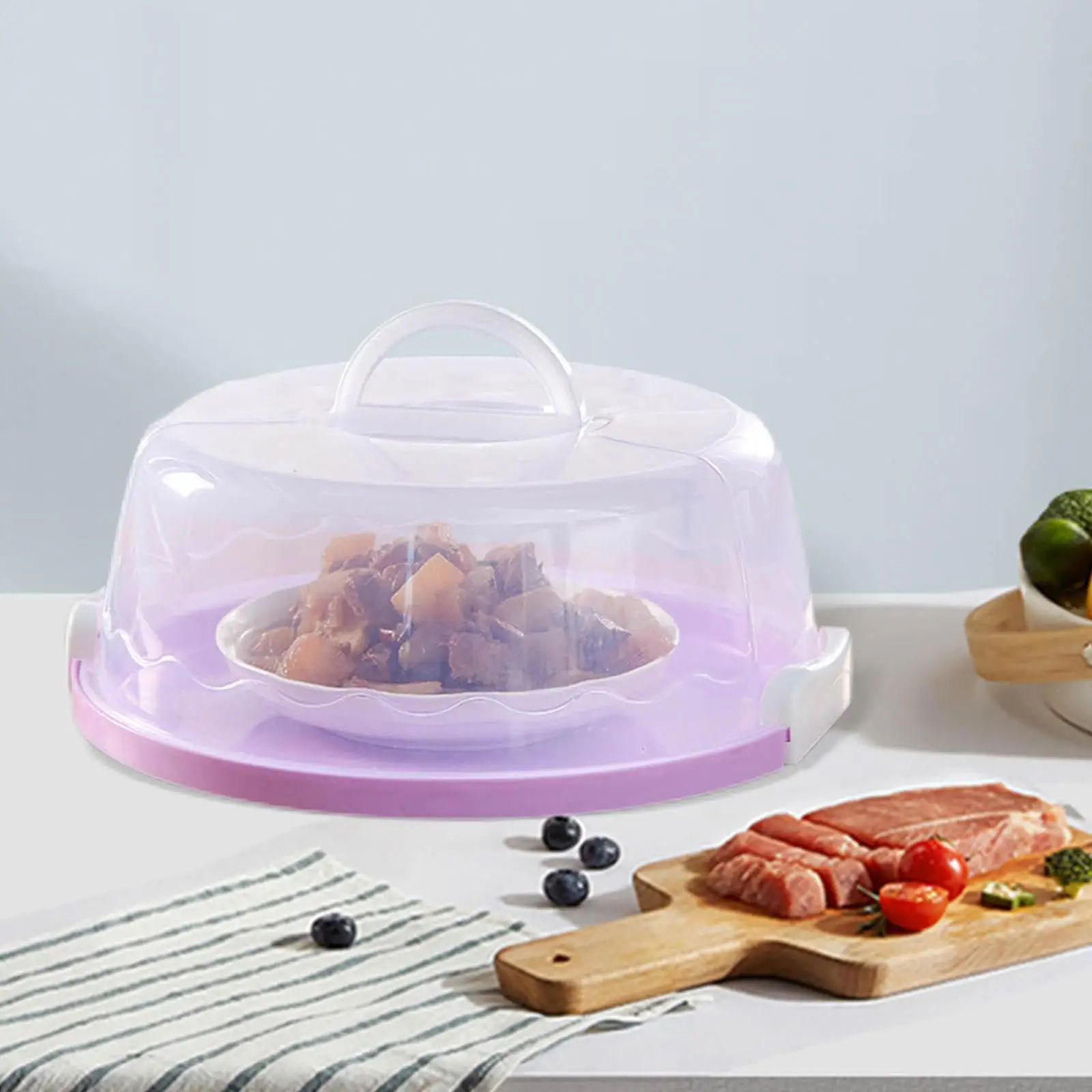 CakeStandwithLidCoverHandleNonSlipBaseHandheldCupcakeCarrier