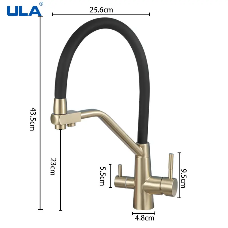 ULA Pull Out Kitchen Mixer Faucet Dringking Water Kitchen Gold Tap Hot Cold Water Sink Mixer Kitchen Faucet with Filter Tap