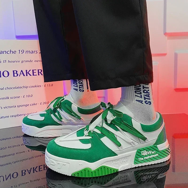 Sneakers Mens Shoes Designer Men Casual Shoes Trend Two-tone Lace Up Platform Student Shoes Male Vulcanized Zapatillas De Hombre