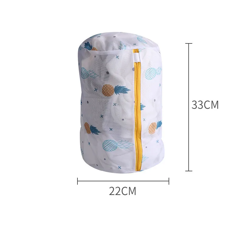 Laundry Bag Pineapple Printing Zippered Mesh Polyester Washing Net Bag for Underwear Sock
