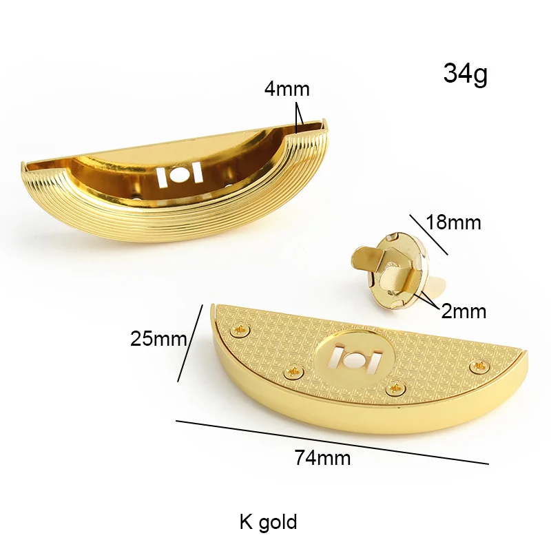 210sets K Gold Metal Button Locks For Leather Bags Handbags
