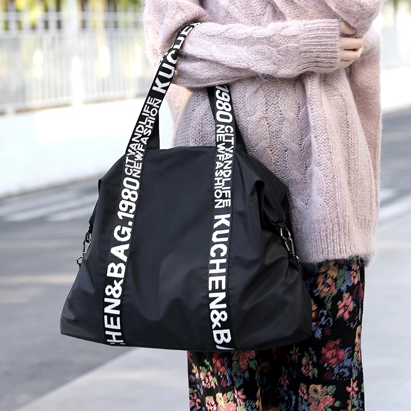 Luxury Brand Solid Color Nylon Letter Graphic Casual Sports Fitness Tote Women's Large Capacity Crossbody Handbags 2