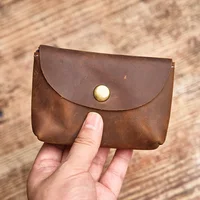 NUPUGOO – porte-monnaie rétro en cuir véritable pour hommes, Double portefeuille, petit sac pour cartes, porte-monnaie universel pour hommes et femmes 2