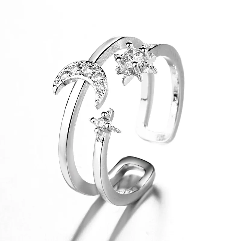925 Sterling Silver Double Layer Water Drop Ring for Women - Detail View 15