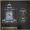 Old-fashioned pure copper enamel color cloisonne mechanical watch European blue pattern table clock home bedroom ornament 5