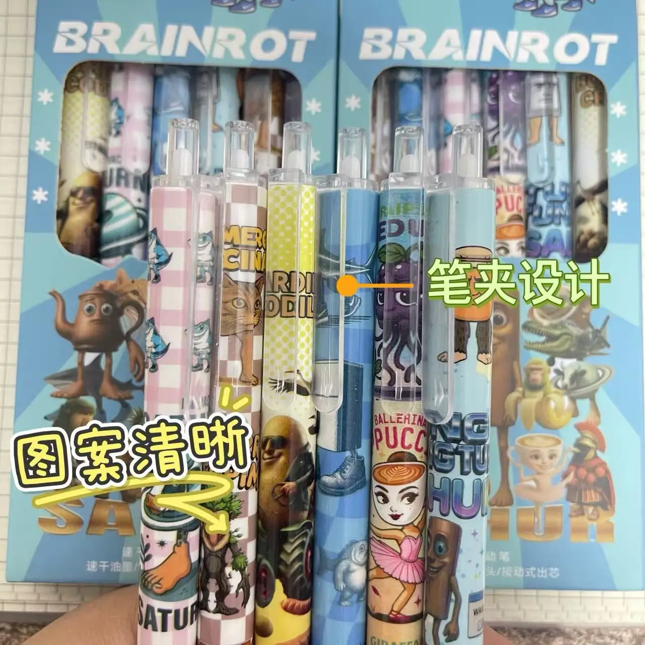 6pcs Tralalero Tralala 젤 펜 어린이 이탈리아어 Brainrot 쓰기 문구 학생 애니메이션 학교 용품 사무용품 선물