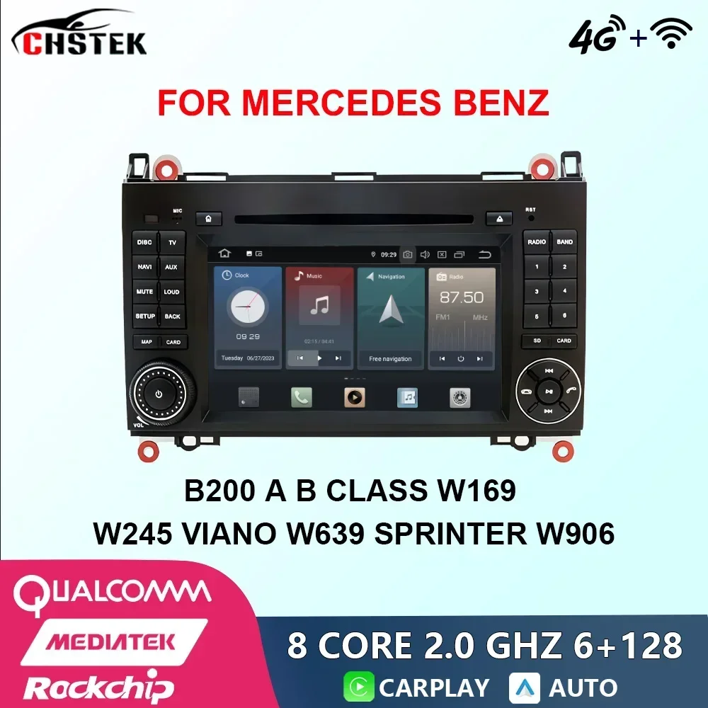 

Автомобильная магнитола CHSTEK, мультимедийная система на Android 12, с GPS, Wi-Fi, 4G, для Mercedes Benz B200, класса A, B, W169, W245, Viano, W639, Sprinter, W906