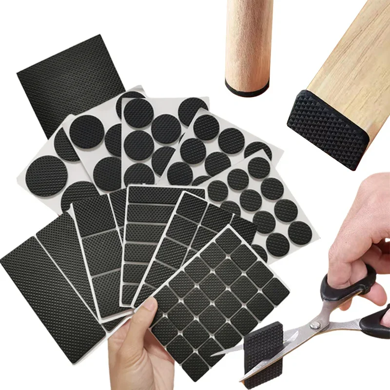 Enhanced Non-Slip Rubber Furniture Pads - Thick Self-Adhesive Floor Protectors