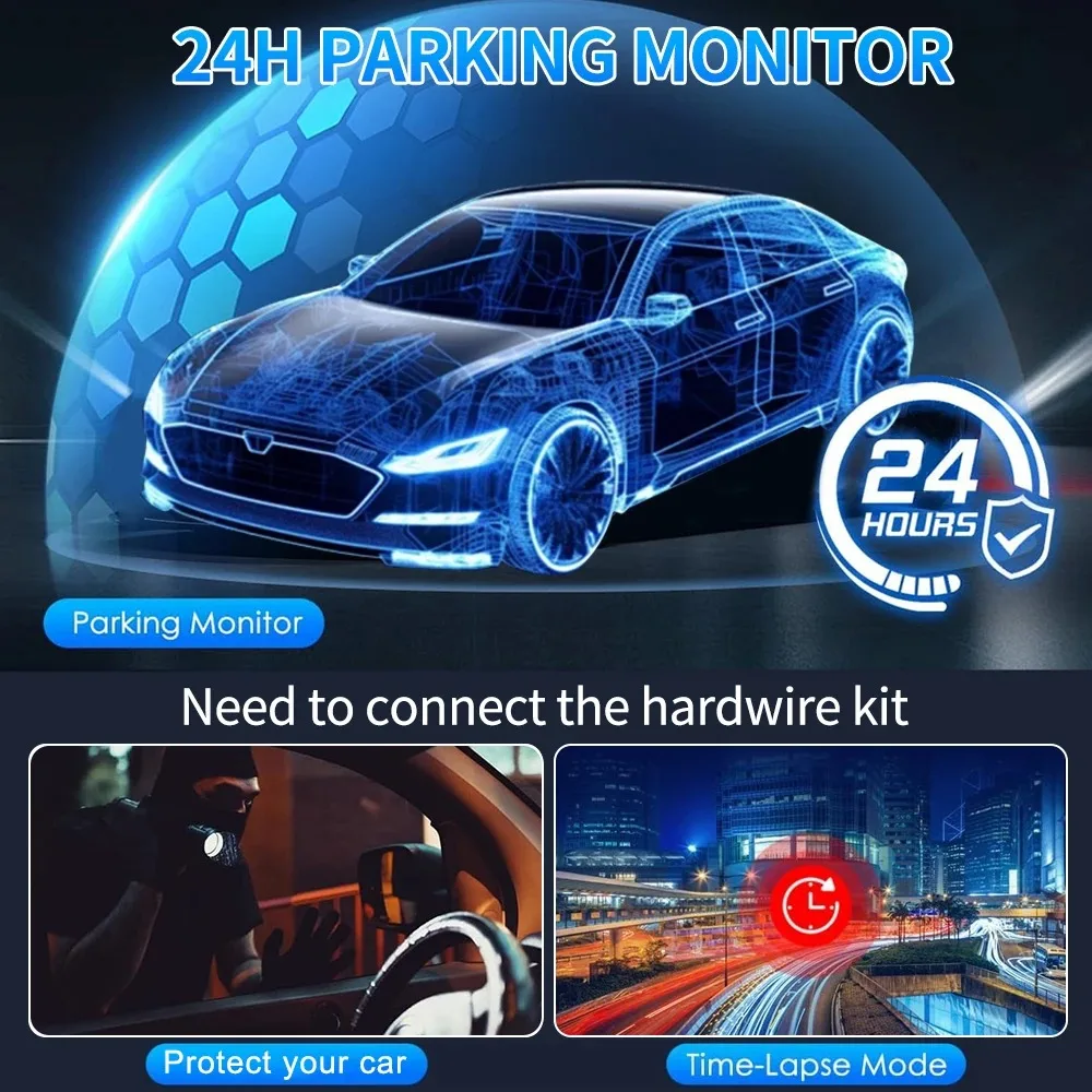 WIFI APP Dash Cam for Car 1080P Video Recorder  2/3Channel Dashcam Car DVR Front Rear View Camera Parking monitor car accessory