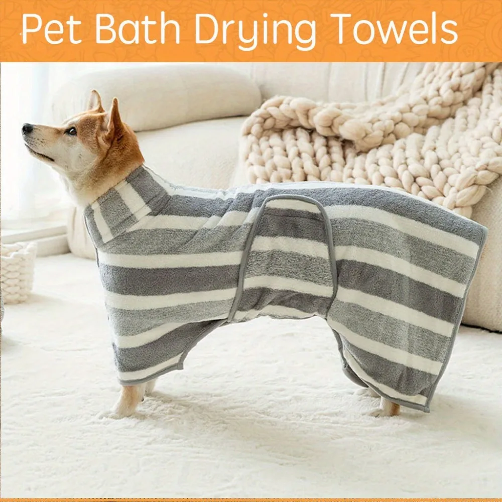 Pet Bath Towel Quick-Dry Fiber Dog Bathrobe for Medium Large Dogs