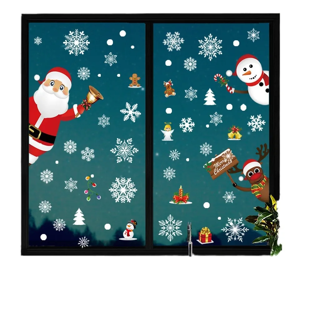 Christmas Window Clings Snowflakes Window Decals Static Stickers For Christmas Decorations Ornaments