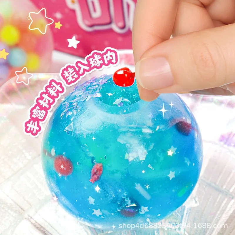 DIY 스퀴시 만들기 키트 고양이 발 모양 글리터 스트레스 볼 수제 재료 팩 스퀴즈 피젯 장난감 스트레스 해소 창의적인 어린이 선물