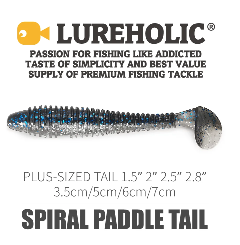 LUREHOLIC Swing Impact FAT Angelköder 1,5" 2,0" 2,5" 2,8" Spiral Paddle Tail Lures Wobbler Angeln weicher Köder Für Bass – Detail 4