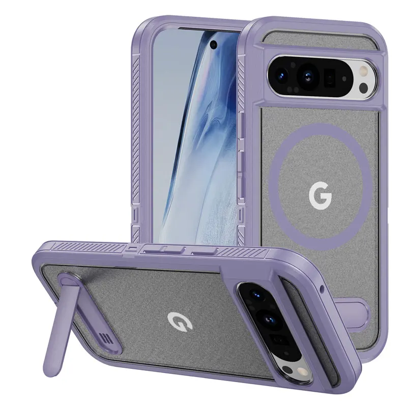 MagSafe Armor Shockproof Matte Phone Case with Magnetic Wireless Charging Stand Holder