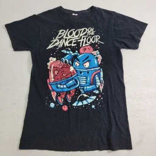 Blood On The Dance Floor Band T-Shirt Nera Sbiadita Sz L Space Robot Fight