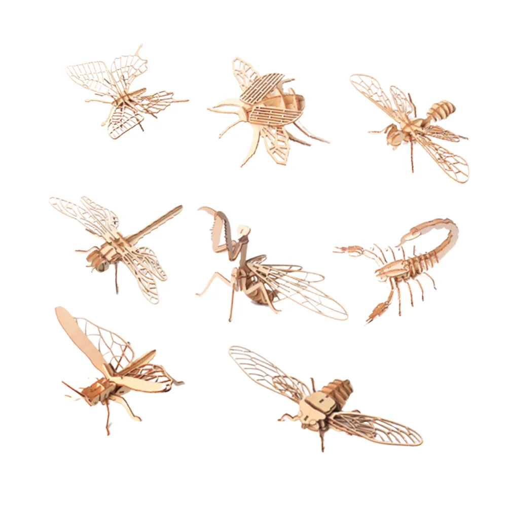 

3D Wooden Crafts Insect Puzzle Figure DIY Painting Assembly Model for Kids and Adults Toddlers Preschool Educational Learning