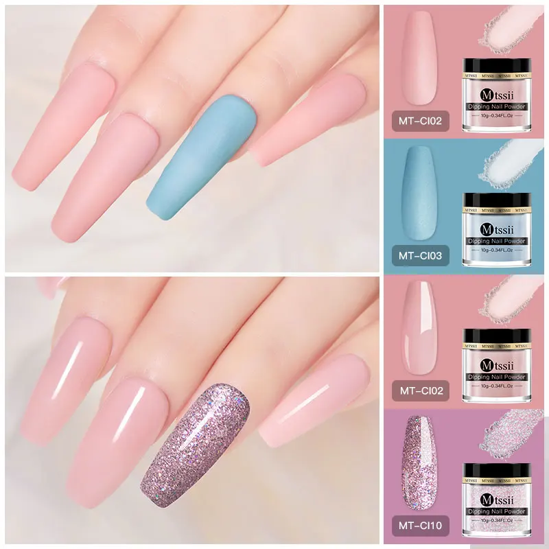 Mtssii 10g Dipping Nail Powder No Need Lamp Cure Natural Dry Long Lasting Dip Liquid Polish Glitter Dust For Manicure