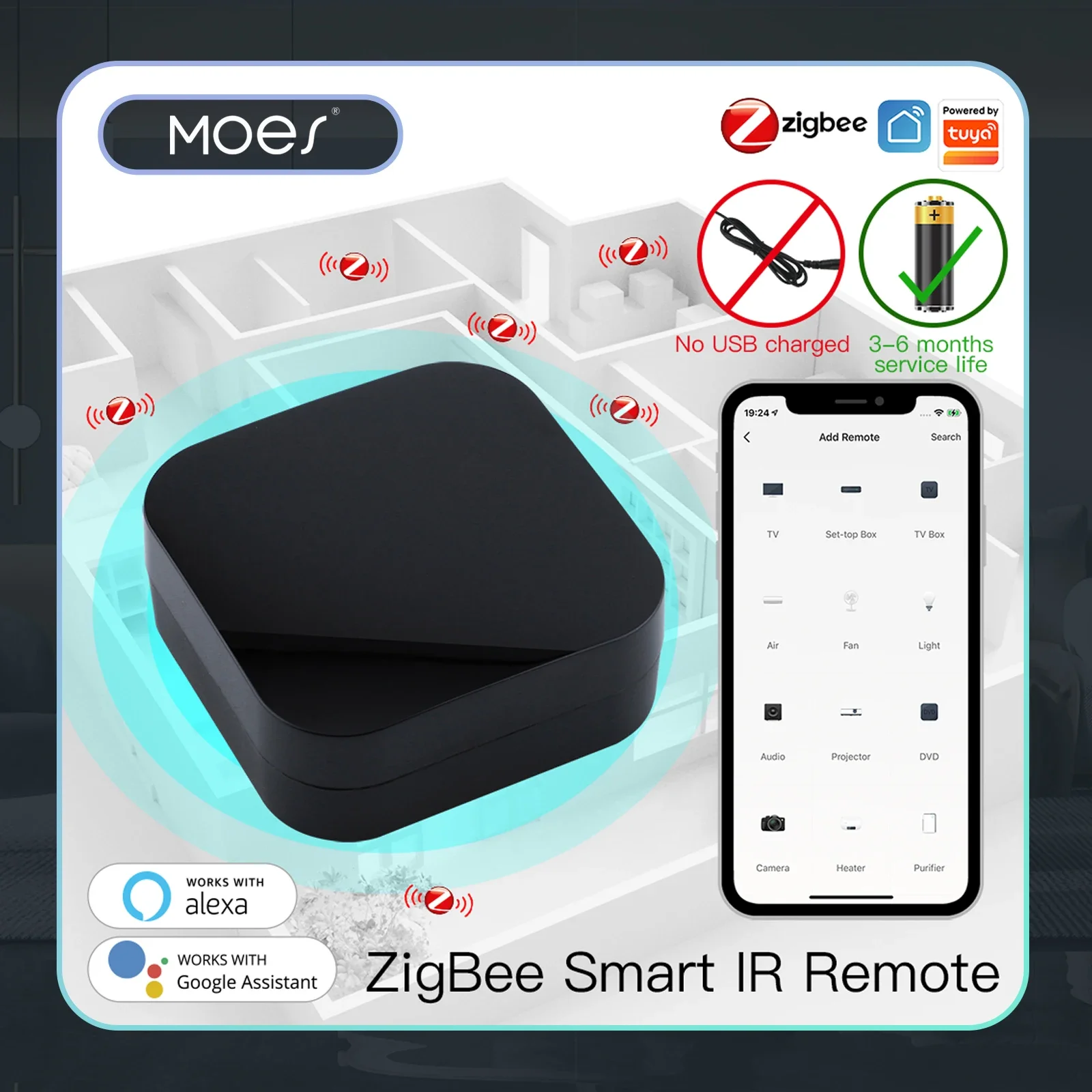 Good Wife Telecomando IR Intelligente WiFi + Bluetooth | Sensore Di Temperatura E Umidità Integrato, Controllo Universale Per TV, Condizionatore, Compatibile Con Alexa E App Tuya/Smart Life