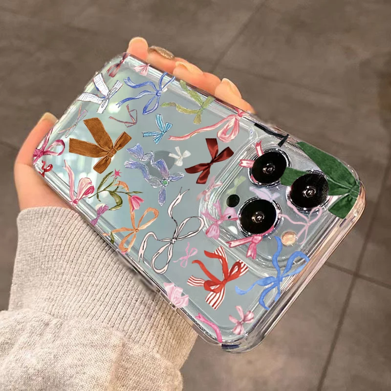 Bow Pattern Transparent Soft Phone Case - Stylish and Elegant Protection