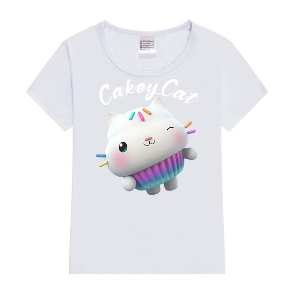 Kawaii Gabby Dollhouse T-shirt for Children Girls Clothes From 3 to 12 Years Old Rabbit Graphic Top Birthday T Shirts Summer Tee