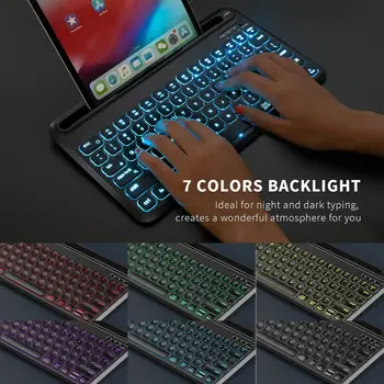 مجموعة لوحة مفاتيح وماوس لاسلكية بلوتوث بإضاءة سوداء RGB لنظام التشغيل Mac OS iPad Air iPad Pro Tablet Android والهواتف المحمولة والكمبيوتر المحمول 2