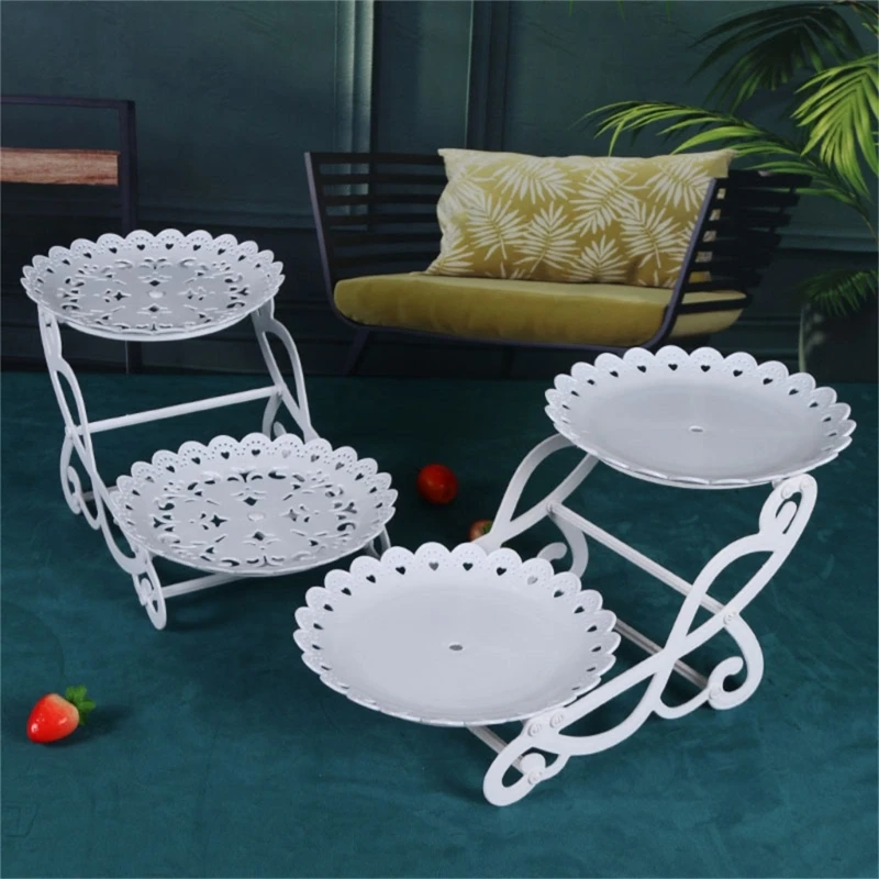 Metal Rod Fruit Plate Dessert Stand with Multiple Layers Detachable Cupcake Stand Holder 3 Tiers Cake Display Racks