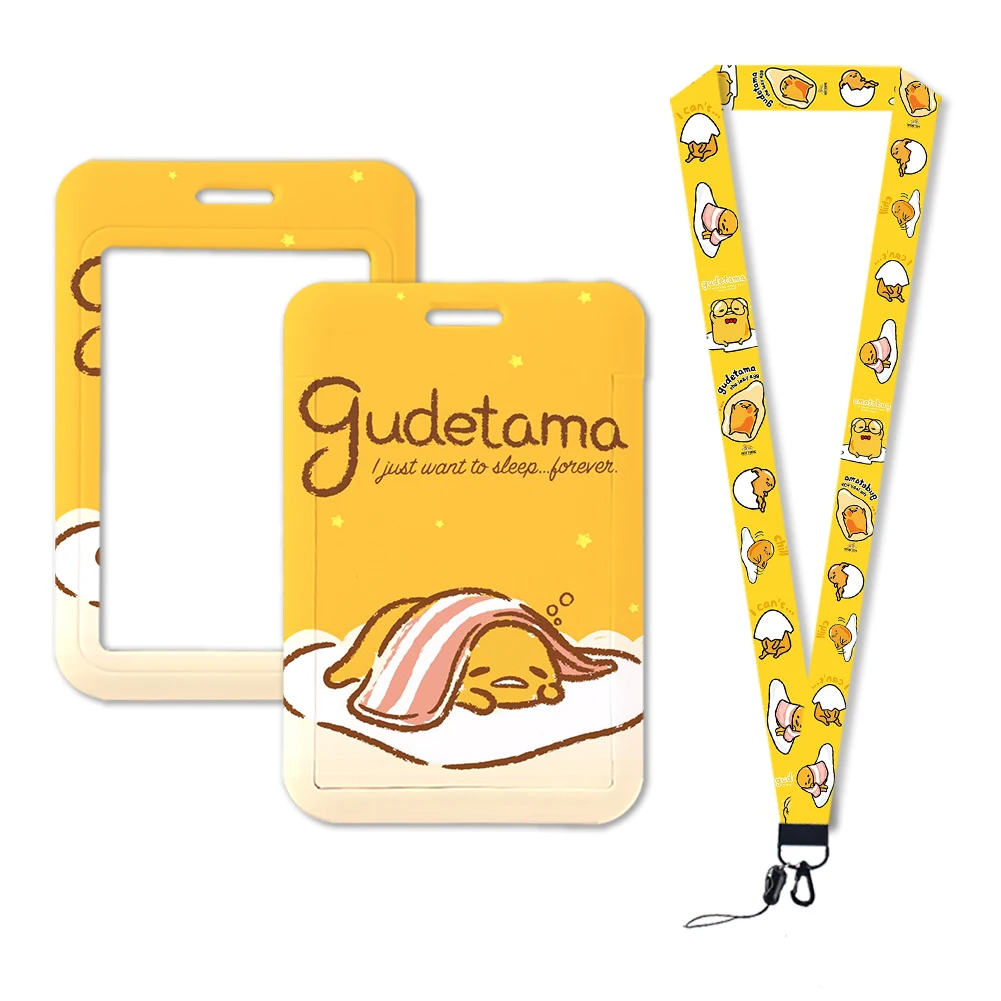 Sanrio Gudetama Lazy Egg Cute Card Holder Lanyard Neck Strap Keychain ID Card Badge Holder Hang Rope Student Accessories Gift 5