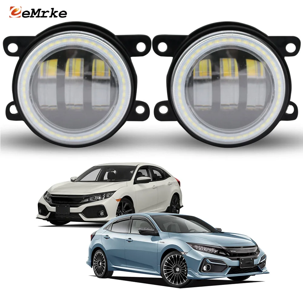 Kit De Luces Antiniebla LED Con Biseles E Interruptor Para Honda Civic Hatchback 2017-2019, Color Blanco Frío, Marca KUAFU