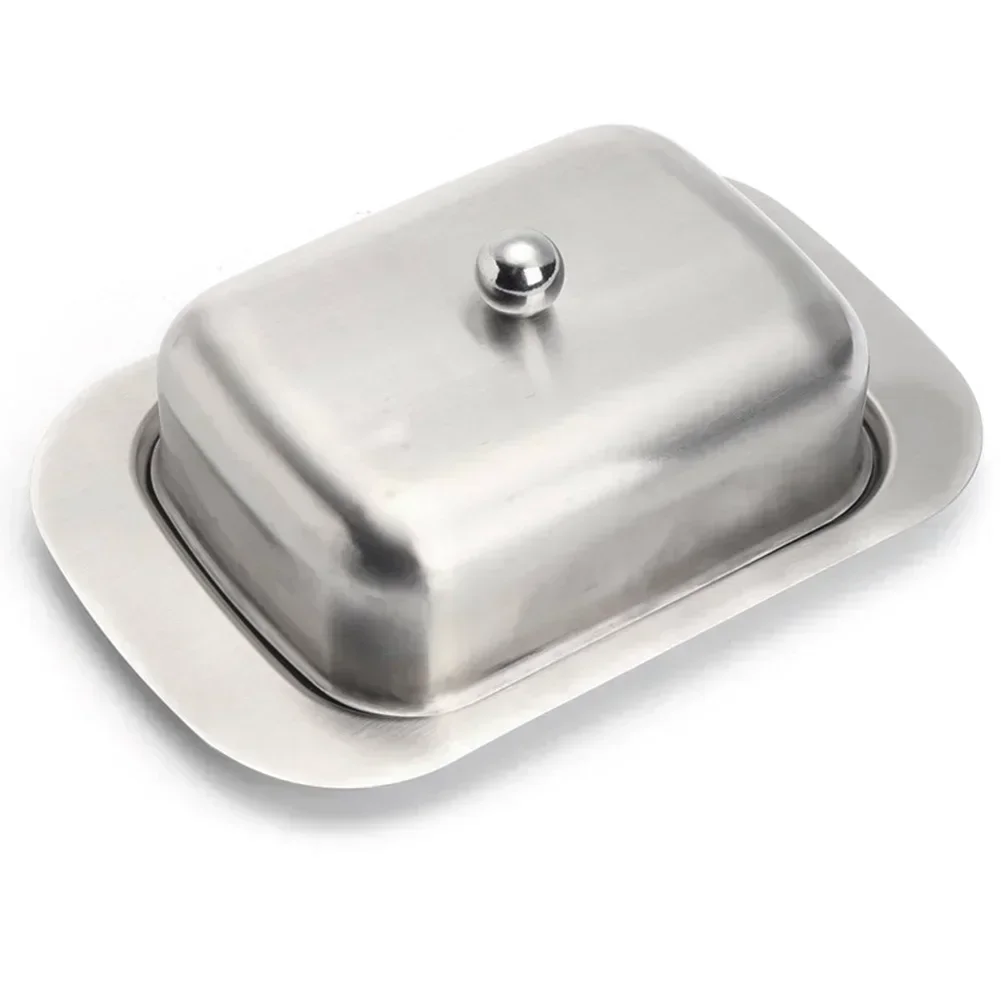 18.6x16x6.5cm Stainless Steel Butter Dish Butter Serving Tray Lid Kitchen Storage Kitchen Storage Supplies wooden serving tray cake tray butter dish plastic serving tray