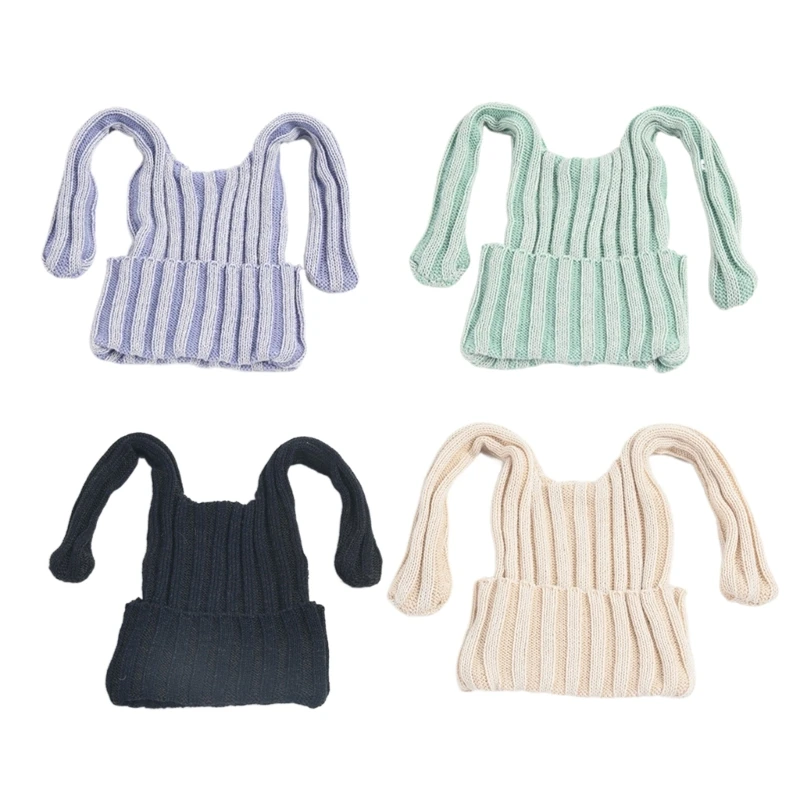 

Вязаная шляпа в форме кроличьих ушей для взрослых, уличная ветрозащитная шапка для защиты ушей для девочек