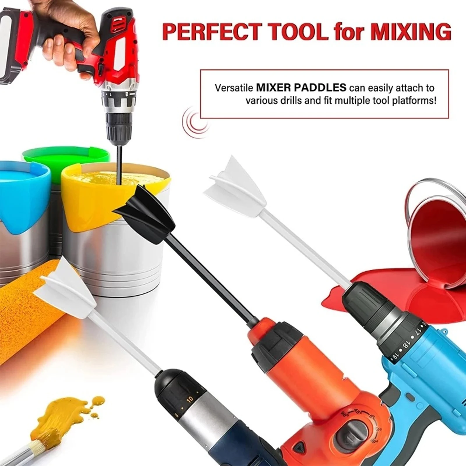 Epoxy Mixing Stick Paint Stirring Rod Putty Cement Paint Mixer Attachment With Drill Chuck For Epoxy Resin Latex Oil Paint water drill high power electric drill mixer with multi function aircraft paint putty powder cement mixing artifact 3000w