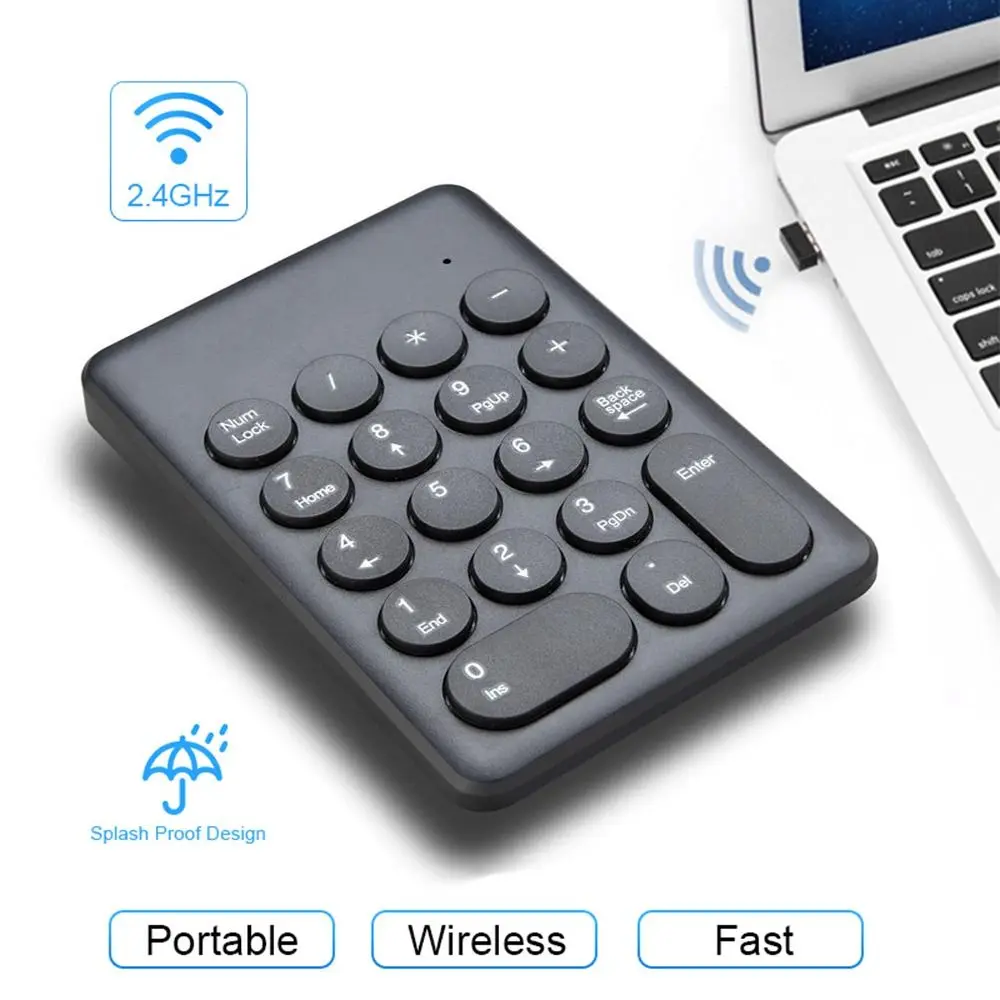 Pavé numérique, Clavier Numérique sans-Fil Numpad de 18 Touches avec  Bluetooth Ultra-Mince, 2.4G pour Mac Ordinateur de Bureau et Portable -  Noir 