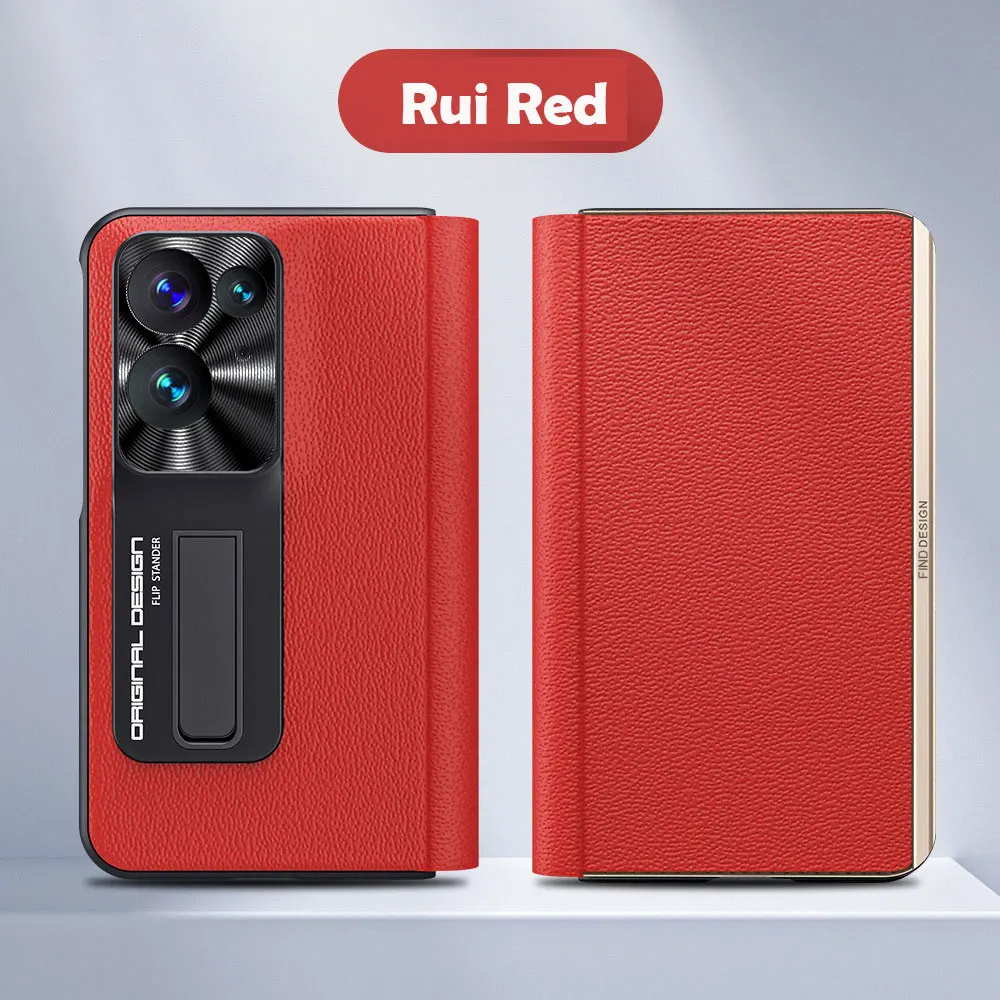 Suitable for OPPO Find N2 leather phone case genuine leather ultra-thin bracket folding Nappa pattern protective case