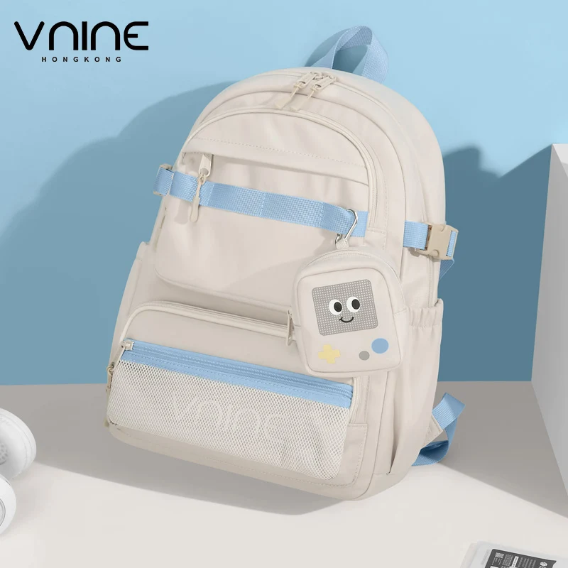 VNINE backpack for junior high school girls 2024 new fashion high school student large capacity backpack for men's computer bag