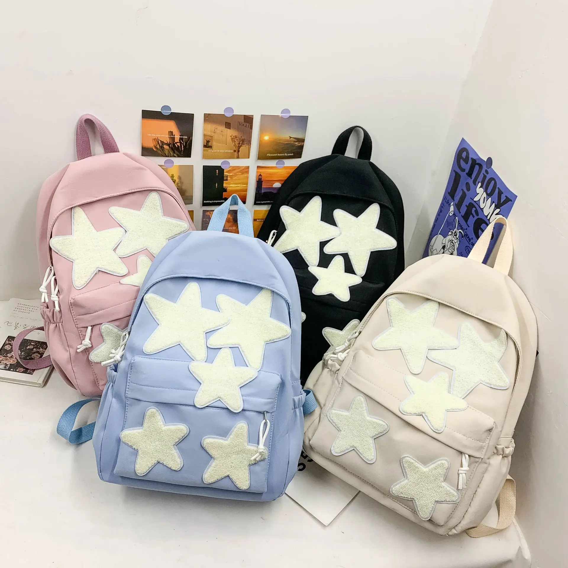 Hello Kitty Japanese cute girl niche five-pointed star backpack ins versatile female high school student college school bag