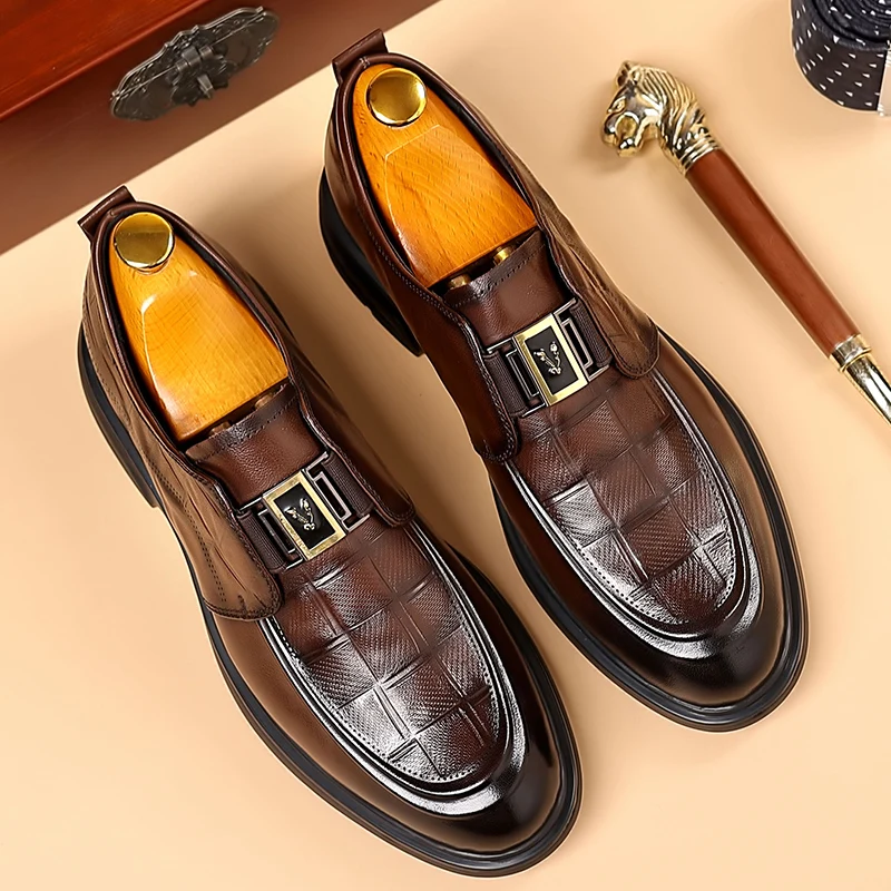 Handmade Casual Leather Loafers Breathable Male Driving Flats Hot Sale Men's Platform Business Shoes Slip on Flats Oxford Shoes