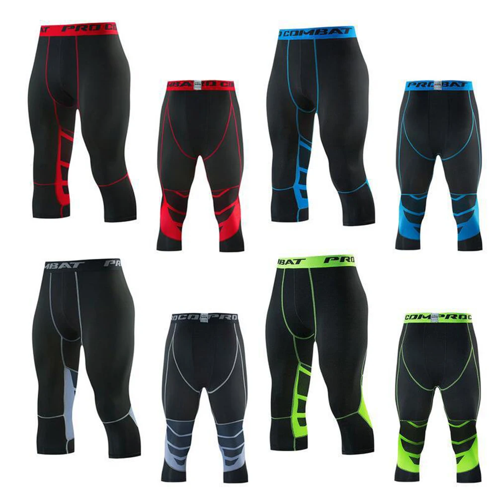 Fashion Cropped Trousers for Men Sport Compression Gym