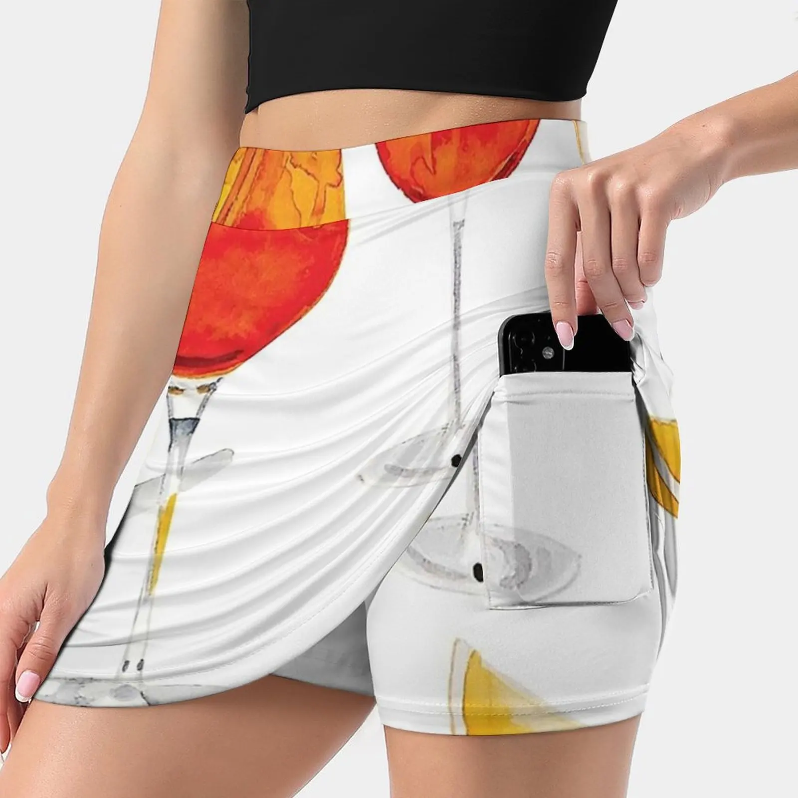 Gonna Da Donna Arancione Spritz Gonna Sportiva Skort Con Tasca Gonna Stile Coreano Moda 4Xl Gonne Spritz Spritz Vintage Retro