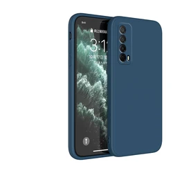 Premium Square Liquid Silicone Shockproof Phone Case - Soft Back Cover for Honor 9X Pro China (Blue)