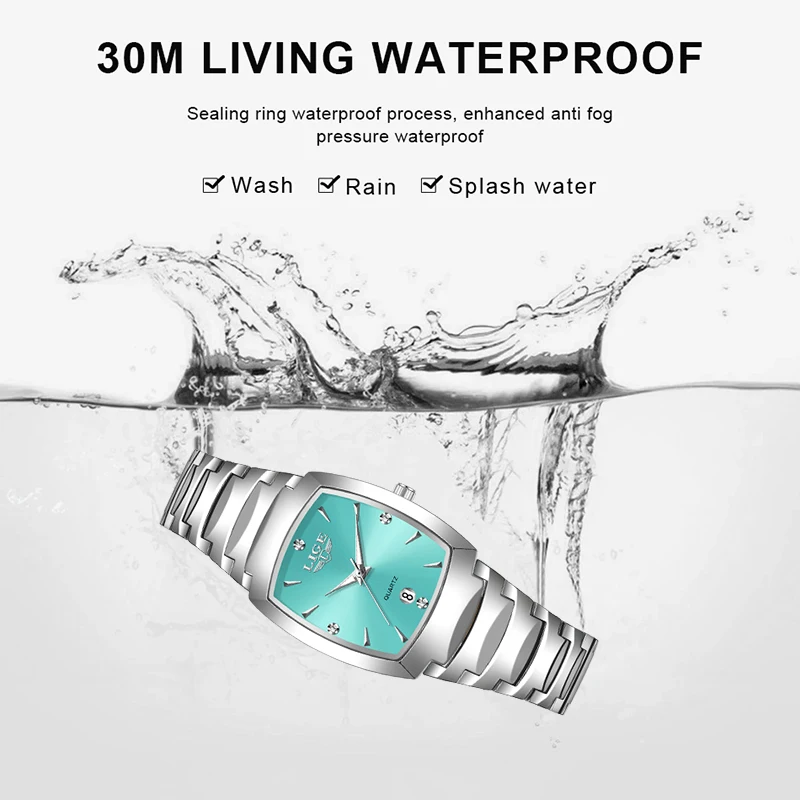 LIGE Casual Square Quartz Watch Ladies Fashion Waterproof Date Women Watch Simple Elegant Sports Student Watches Gift For Women