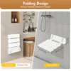90° Folding Shower Seat Wall-Mounted Waterproof Shower Bench Shoe Changing Stool White Load 130kg for Bathrooms Porches 32*34cm 2