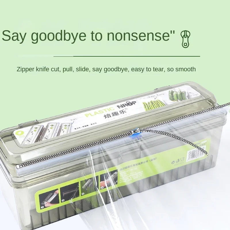 Clear Film Dispenser Plastic Wrap Cutter Storage Box Transparent Refillable Aluminum Foil Film Dispenser Holder Kitchen Tool