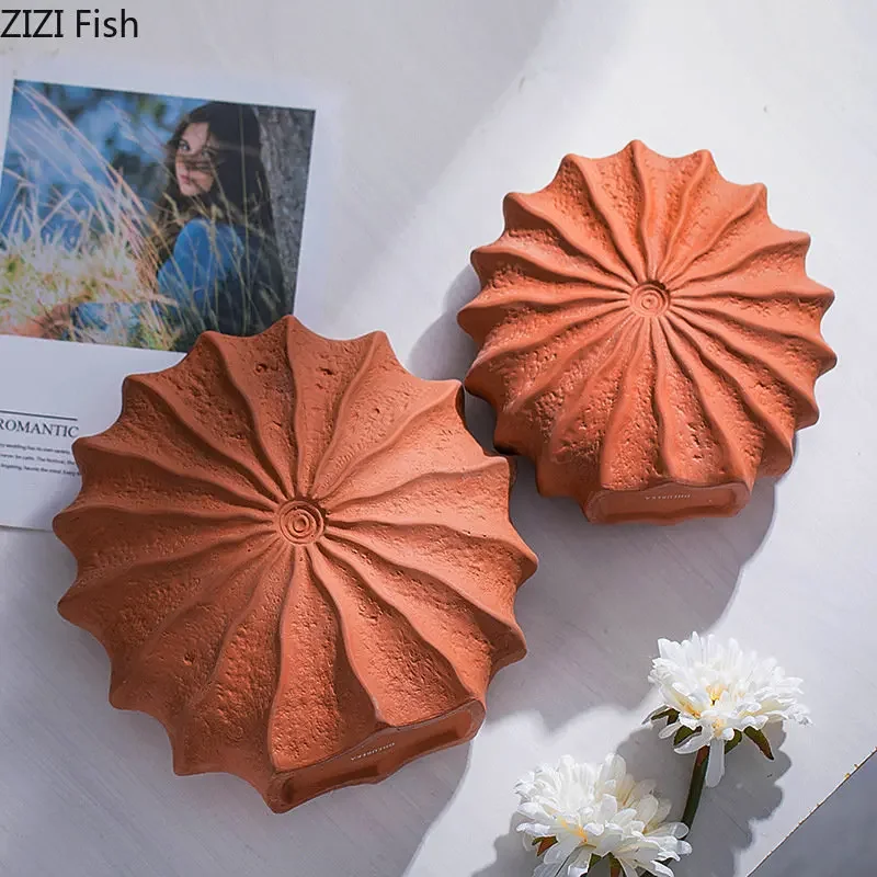 Minimalism Shell Shaped Ceramic Vase Hydroponics Floral Vases Orange Conch Flowers Pots Flower Arrangement Desk Decoration 4